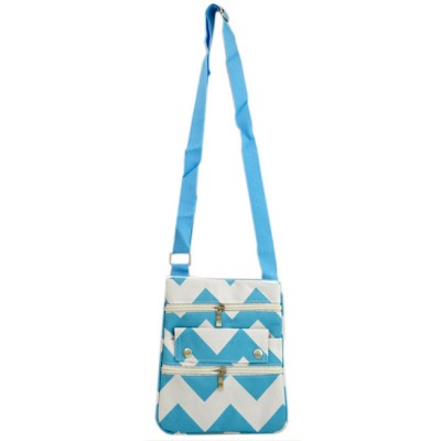 180625-AQUAWHITE CHEVRON DESIGN CROSS BODY BAG